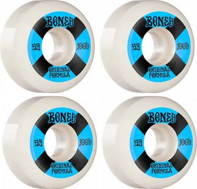 Image de Bones Wheels 100's White-Blue V5 Sidecut 53mm