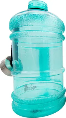 Produktbild von Steuber Jumbo Sport-Trinkflasche mit Edelstahldeckel, 2000 ml, mit praktischem Tragegriff, grün, mit Skala und Tragelasche
