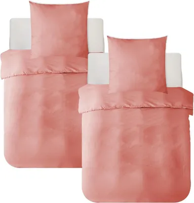 Produktbild von Bettwäsche-Set aus Baumwolle, 4-teilig, 135x200 cm, 100% Baumwolle, Rosa