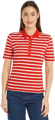 Produktbild von Tommy Hilfiger Damen Poloshirt Kurzarm 1985 Pique Stripe Polo Regular Fit, Mehrf