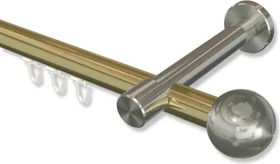 Produktbild von Interdeco Innenlaufstange, Gardinenstange mit Innenlauf Messing-Optik / Edelstahl-Optik Modell Prestige Luino, 20 mm Ø 1-läufig, 600 cm (geteilt)
