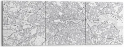 Produktbild von Bild auf Leinwand - Leinwandbild - 3 Teile - Stadt Karte London - 150x50cm - Wand Bild - Wanddeko - Wandbilder - Leinwanddruck - Bilder - Wanddekoration - Leinwand bilder - Wandbild - CA150x50-4680