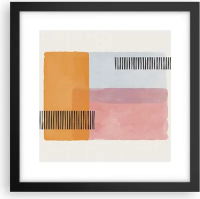 Produktbild von Gerahmtes Poster - Schwarzer Rahmen - Aquarell Rechtecke Linien - 30x30 cm - Wand Bild - Wanddeko - Wandbilder - Kunstposter - Wandposter - Bilderrahmen - Bilder - Kunstdruck - P2BAC30x30-4669