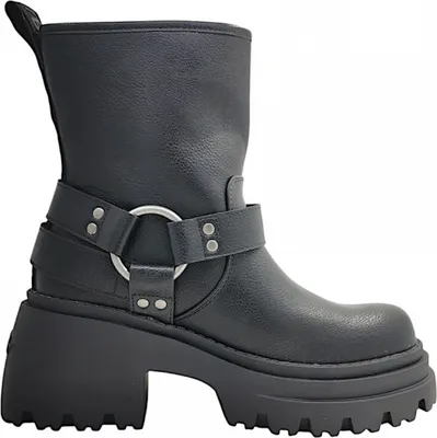 Imagen del producto de Botas de motociclista para mujer de la marca Buffalo, color negro, con cremallera, ideales para uso casual