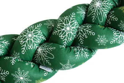 Produktbild von 400 cm Schneeflocken GRÜN Geflochtenes Kissen Zierkissen Dekokissen Bettschlange Bettumrandung Zugluftstopper Wickeltisch Babybett 100% Baumwolle