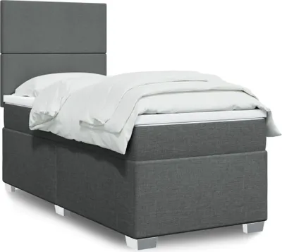 Produktbild von Boxspringbett mit Matratze Dunkelgrau 90x200 cm Stoff, Klassische Betten 2024 Neu