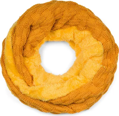 Produktbild von styleBREAKER warmer Feinstrick Loop Schal mit Flecht Muster und sehr weichem Fleece Innenfutter, Schlauchschal, Uni 01018150