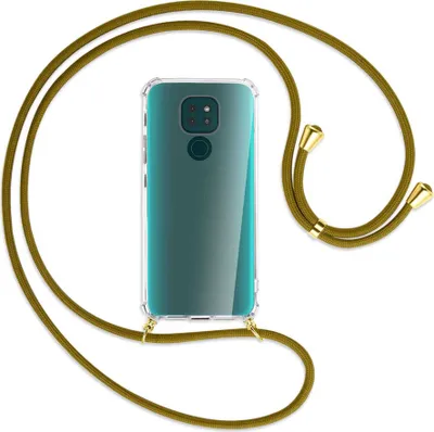 Produktbild von Handykette Backcover-Schutzhülle mit Band (Metall goldfarben) für Motorola Moto G9 / G9 Play - khaki
