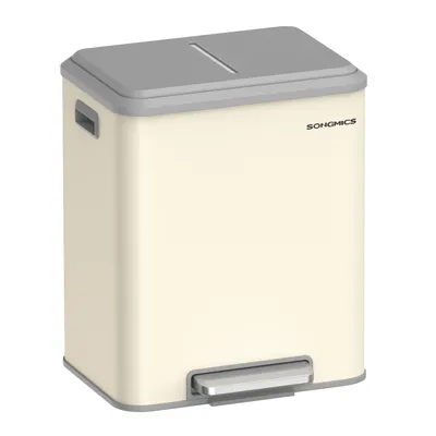 Obrázek produktu pro SONGMICS Kuchyňský odpadkový koš, systém třídění odpadu 2x15 l, 2 přihrádky, ocel, víko SoftClose