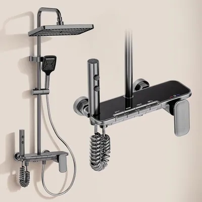 Produktbild von Duschsystem – Duschpaneel – Regendusche – Handbrause – Bidetbrause – 4 Funktionen – Thermostatische Mischbatterie