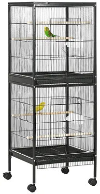 Immagine prodotto di Gabbia Voliera per Uccelli per Interni 51,5x50x140 cm con Ruote e Vassoi Estraibili Nero