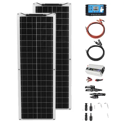Obrázek produktu pro Flexibilní sada solárních panelů, výkon 100 W, inteligentní technologie nabíjení, systém 12V 220V