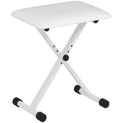 Produktbild von Klavierbank – X-förmige Bank – Klappbare X-förmige Klavierbank – Höhenverstellbar – 39 x 29 x 37–47 cm – Geeignet für Klaviere und Keyboards – Weiß