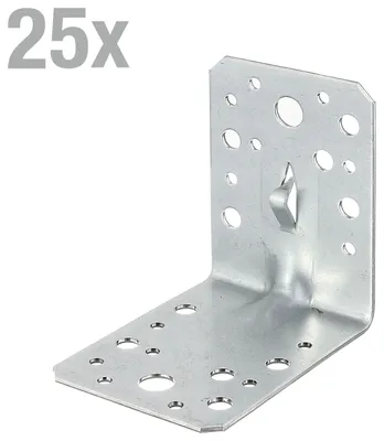 Zdjęcie produktu dla Alberts 835514 Łączniki kątowe, ocynkowane metodą Sendzimira, 90 x 90 x 65 mm, zestaw 25 sztuk