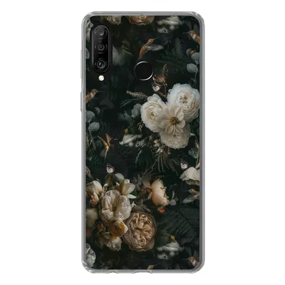 Produktbild von MuchoWow® Handyhülle Schutzhülle Hülle für Huawei P30 Lite Blumen - Muster - Vogel Silikon Softcase Handy Hülle - Handyhülle