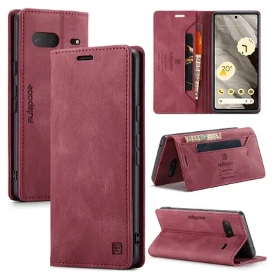 Produktbild von Google Pixel 7 Hülle, Retro Kunstledertasche Stand Schutzhülle für Google Pixel 7 Rot