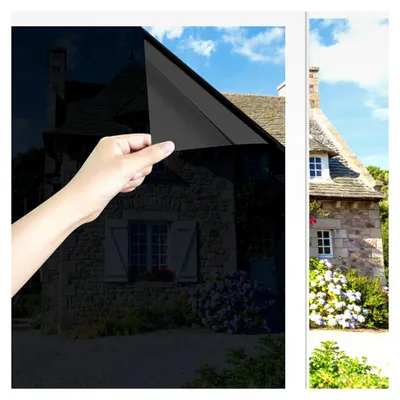 Produktbild von Fensterfolie Selbsthaftend für Sichtschutz und Sonnenschutz, Schwarz 40x200cm