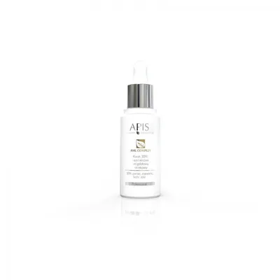 A product shot of a serum bottle on a white background.