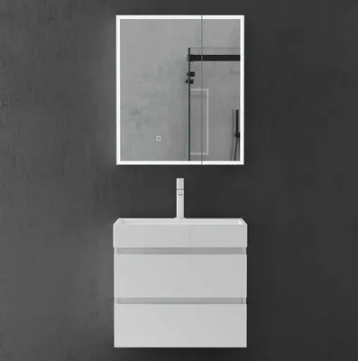 Produktbild von doporro Spiegelschrank Beschlagfreier Spiegel Wandschrank BxTxH 60x15x70cm Hängeschrank für Badezimmer matt Weiß Spiegelschrank04