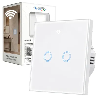 Produktbild von MasterLED Touch-Lichtschalter 2-fach Unterputz Glas weiß 300 W je Taste IP54