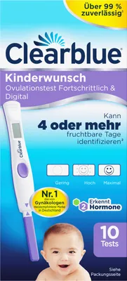 Produktbild von Clearblue Ovulationstest Fortschrittlich und Digital 10er fruchtbare Tage identifizieren Test Teststäbchen