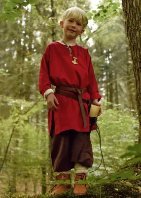 Zdjęcie produktu dla Dziecięca tunika średniowieczna Arn, czerwona - średniowieczna koszula rycerska Viking rozmiar: 146