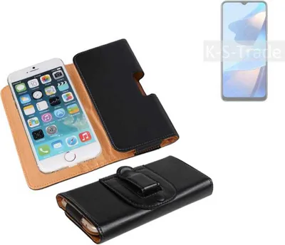 Produktbild von K-S-Trade Schützhülle Handyhülle kompatibel mit Oppo A16K Holster Gürtel Tasche Schutzhülle Handy-Tasche Smartphone Case Seitentasche schwarz 1x