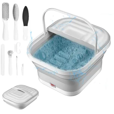 Produktbild von Fußsprudelbäder, Fußbad, 450W, 45° Warmhaltefunktion, Zusammenklappbar, Aufheizfunktion, mit 8 Massagerollen, mit Sprudelfunktion, mit Fußmassageset