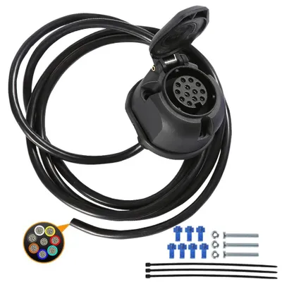 Zdjęcie produktu dla Wtyczka przyczepy 13-pinowa - Z przewodem - 2 m kabla - 12 V