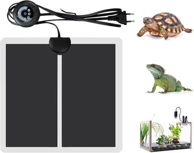 Productafbeelding van Verwarmingsmat Terrarium - Warmtemat Reptielen - Klimaatbeheersing Dieren - Instelbare Temperatuur - 15 x 14 cm - Zwart