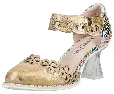 Produktbild von Laura Vita Leder Pumps mit Cut-out-Details und verstellbarem Riemen