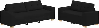 Image de vidaXL Ensemble de canapé 2 pièces avec coussins, tissu noir
