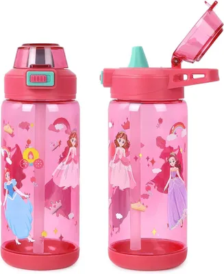 Produktbild von Trinkflasche für Kinder 600 ml, mit Strohhalm, ausfallsicher, für Schule