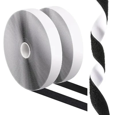 Produktbild von Selbstklebendes Klettband - Klettverschlussband auf Rolle - 38 mm x 5 m - Polyester/Nylon - Extra starke Haftung - Schwarz