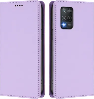 Immagine prodotto di Custodia in pelle per Realme 8 5G, custodia magnetica in Finto cuoio con supporto viola chiaro