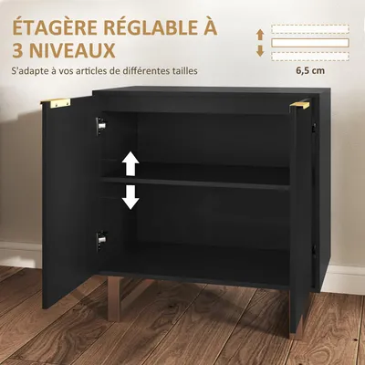 Image de Meuble de rangement - Buffet - Armoire de rangement - Meuble de salle à manger - Meuble de salon - Étagère réglable - Structure en MDF, pieds en métal