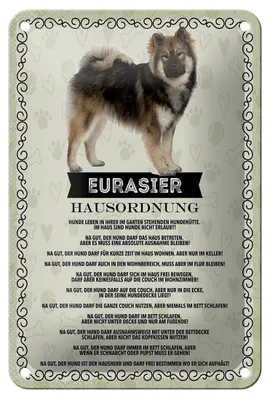 Produktbild von Blechschild Spruch 12x18cm Tiere Eurasier Hausordnung Hunde Dekoration