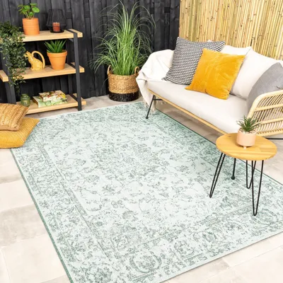 Produktbild von Volero - Outdoor Teppich Vintage - Victoria Oriental Grün - 140x200 cm - Wohnzimmer, Balkon, Garten, Terrasse - Klassik, Industrielle, Ländlich, Modern