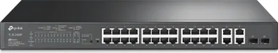 Produktbild von TP-Link Omada 24-Port 10/100Mbps + 4-Port Gigabit Smart Switch with 24-Port PoE+, Managed, L2, Fast Ethernet (10/100), Power over Ethernet (PoE), Rack-Einbau, 1U