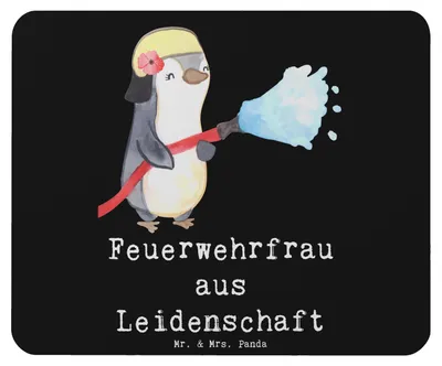 Produktbild von Mr. & Mrs. Panda Mousepad Feuerwehrfrau Leidenschaft - Schwarz - Geschenk, Mouse Pad, Freiwillige Feuerwehr, Ausbildung, Spruch, laptop mauspad, Brandschutz