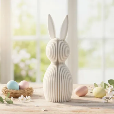 Produktbild von Osterhase Figur H16cm Weiß 3D Deko Figur Ostern Osterdeko Tischdeko Hase