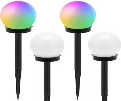 Produktbild von 4er LED Solar Gartenleuchte Kugel Set Solarleuchte Außen Garten Lampe RGB
