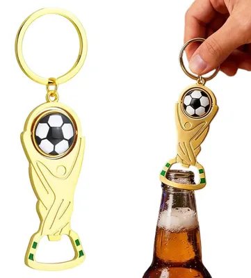 Fußball-Flaschenöffner Schlüsselanhänger 2026, Gold, 1 Stück