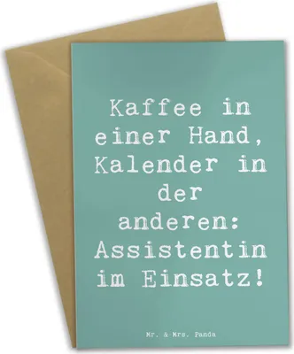 Produktbild von Mr. & Mrs. Panda babykarte Spruch Assistentin im Einsatz - Meeresbrise - Geschenk, Beruf, Einsatzbereitschaft, Liebevoll, Grußkarte, einladungskarten, Grußkarten