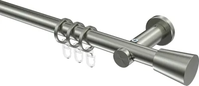 Produktbild von Interdeco Gardinenstange / Vorhangstange Edelstahl-Optik, Typ Platon Sitra (Konus), 20 mm Ø 1-läufig, 140 cm