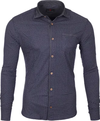 Produktbild von Reslad Herren Hemd Design Slim Fit Kontrast-Kragen Langarmhemd RS-7209B Navyblau XL