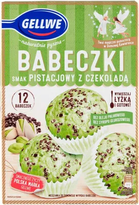 Produktbild von Gellwe Backmischung Cupcakes Pistaziengeschmack mit Schokolade 290 g x 6