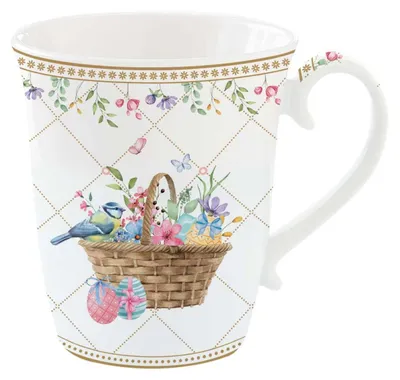 Produktbild von Becher, Tasse SPRING BLOOM Hasen und Blumen 275ml aus Porzellan Easy Life