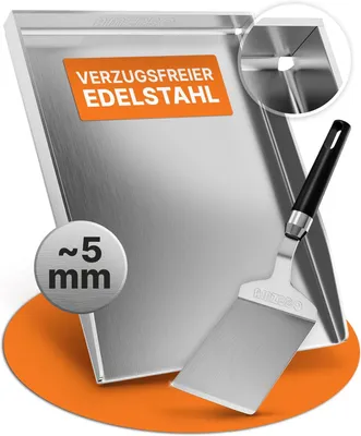 Obrázok produktu pre Grilovacia doska z nehrdzavejúcej ocele, rozmer 40 x 30 cm, hrúbka 5 mm, určená na plynové grily