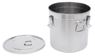 Produktbild von Reisbehälter - Luftdichte Vorratsdose 33 l - Lebensmittelechter Edelstahl - Großer Küchenaufbewahrungsbehälter - Versiegelter Eimer - Silber